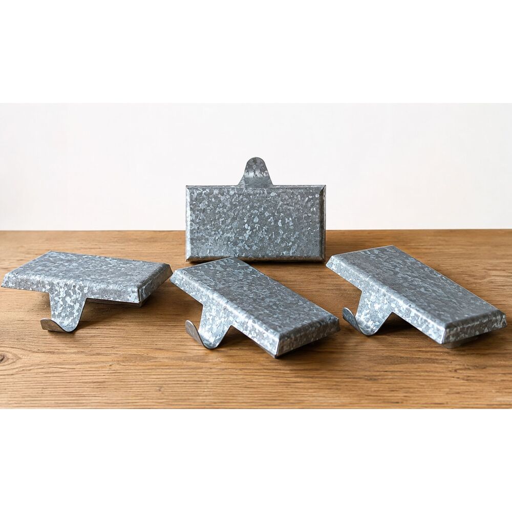 4pc Christmas Stocking Holders Mantel Hooks Galvanized Metal Farmhouse Decor